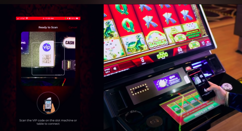 Illustration of slot machine and VIP Preferred eCheck code