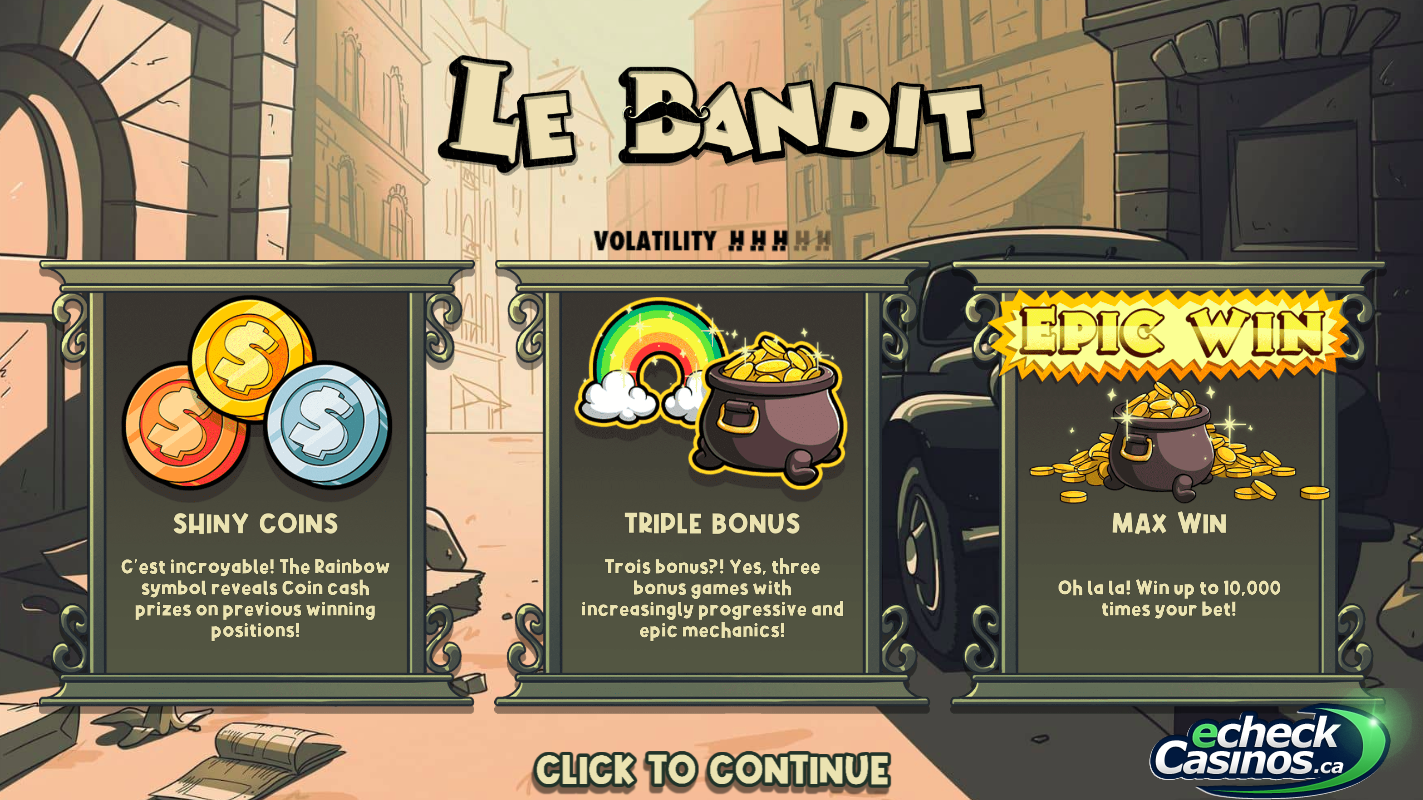 Le bandit eCheck slot machine introductory screenshot