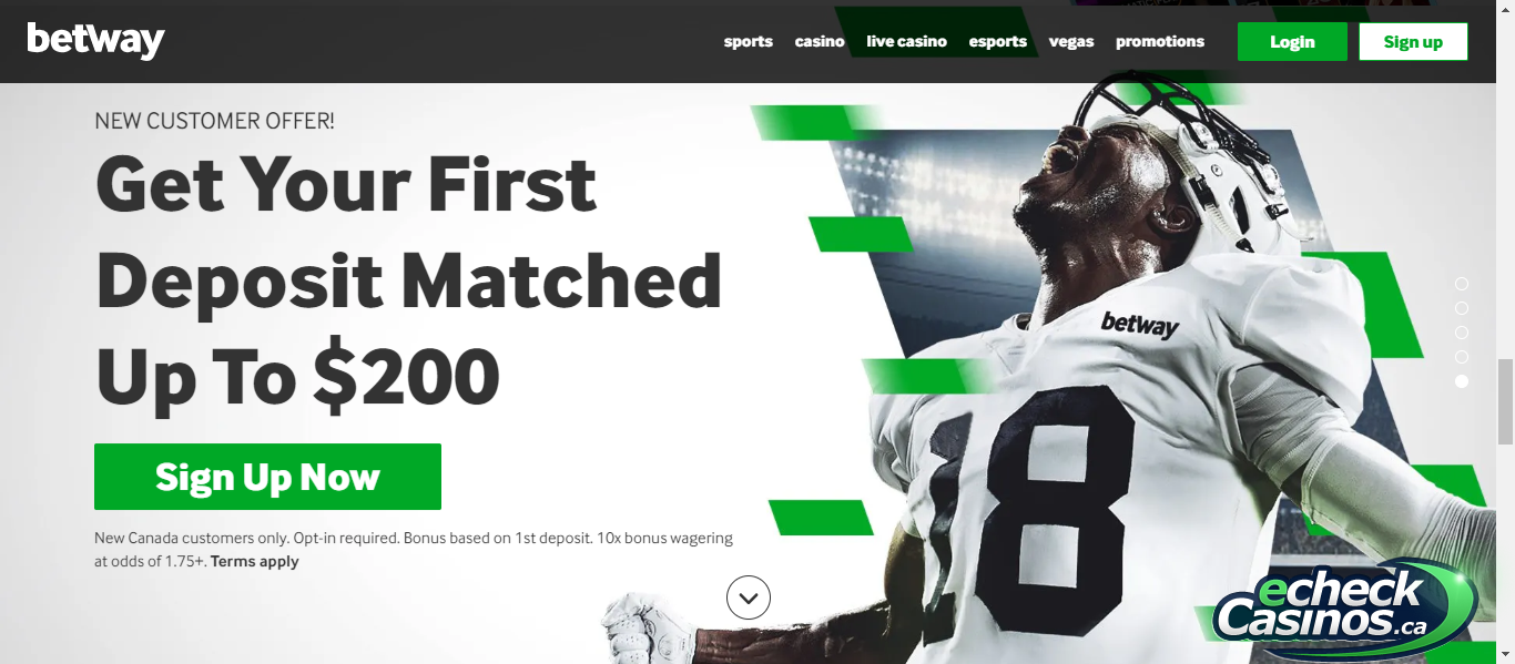 First deposit matched at Betway.ca