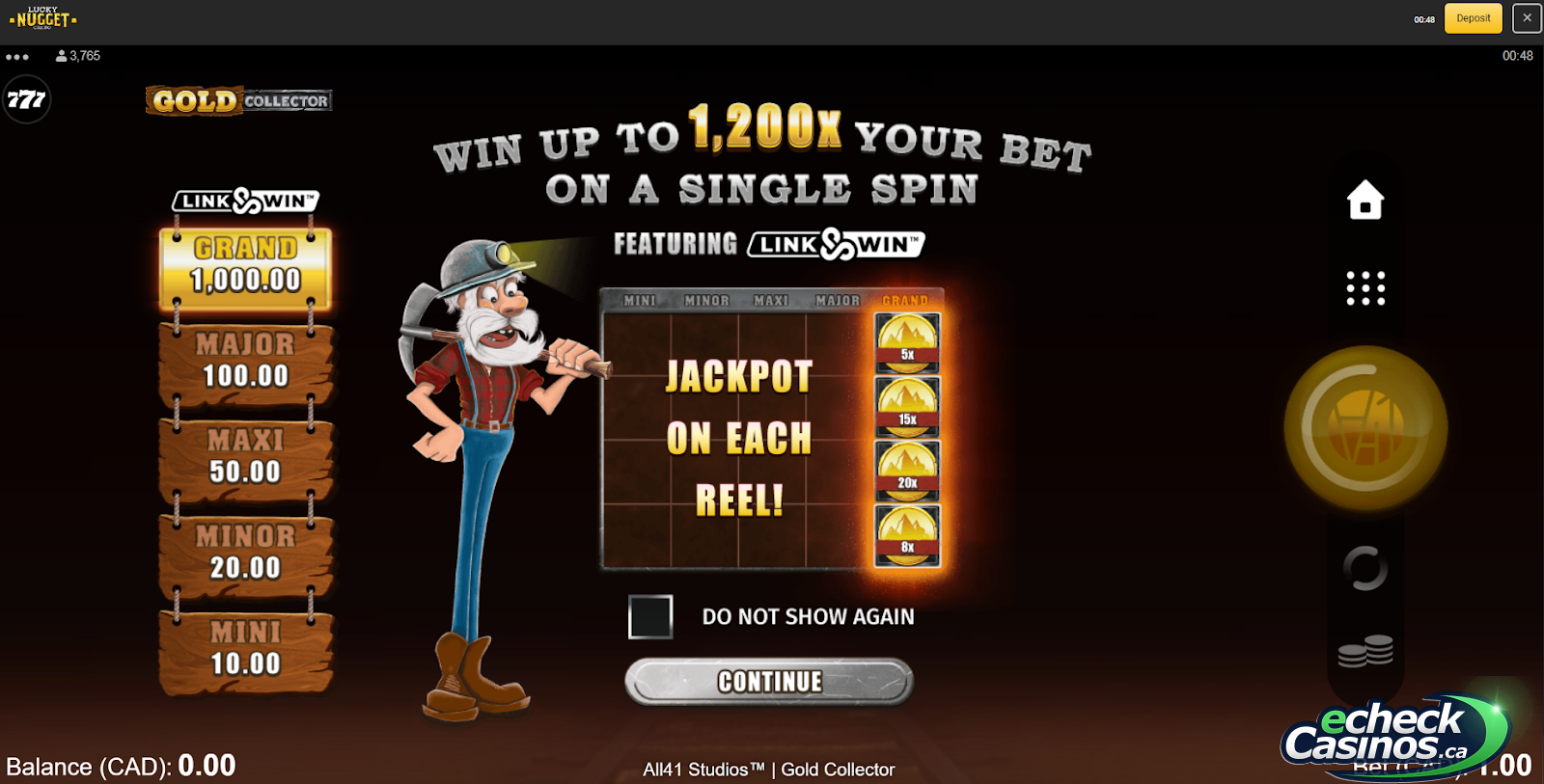 Gold Collector Slot Machine at Lucky Nuggets