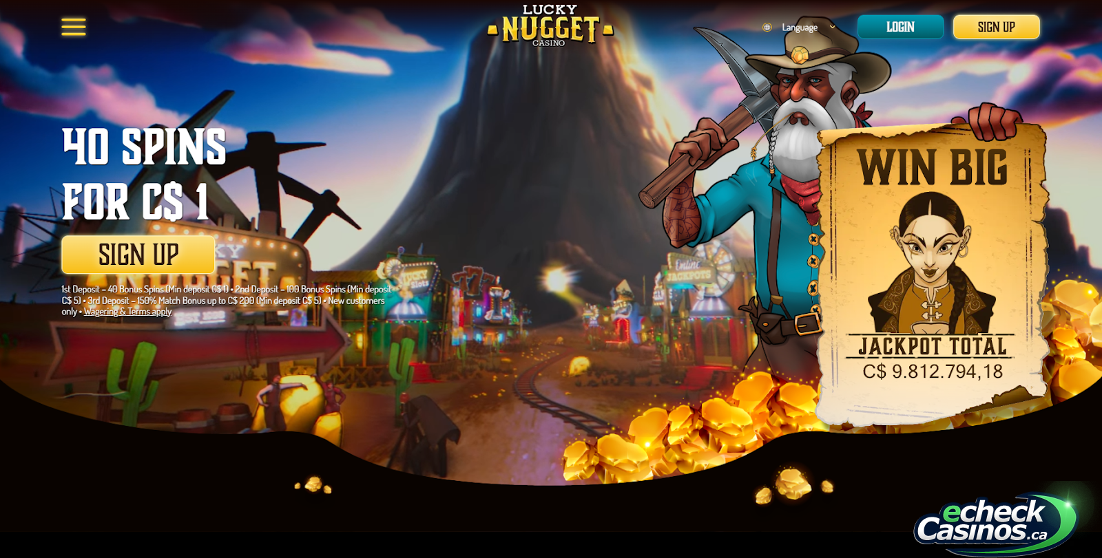 Lucky Nugget User Interface (homescreen)