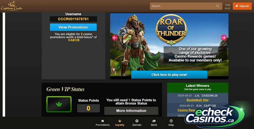 Captain Cooks points VIP