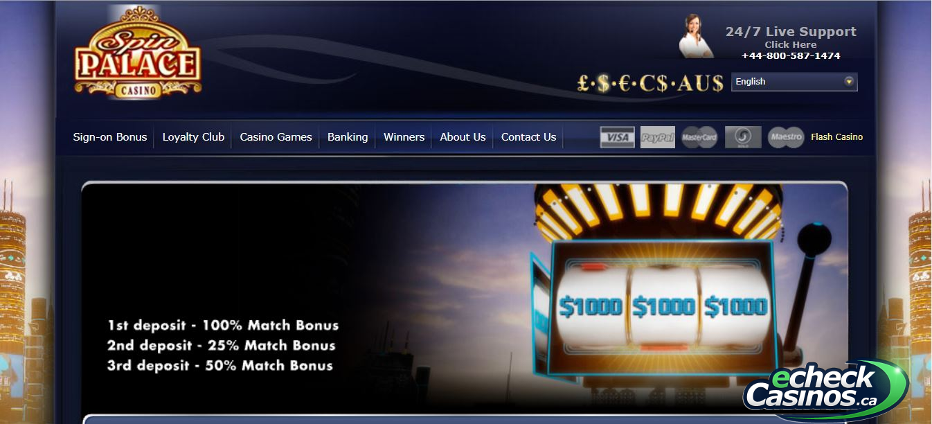 Spin Casino website first design revamp in 2011