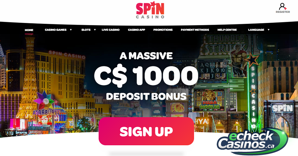 Spin Casino welcome screen