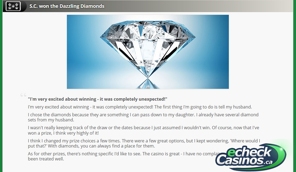 Testimonial from SC who won diamond gift